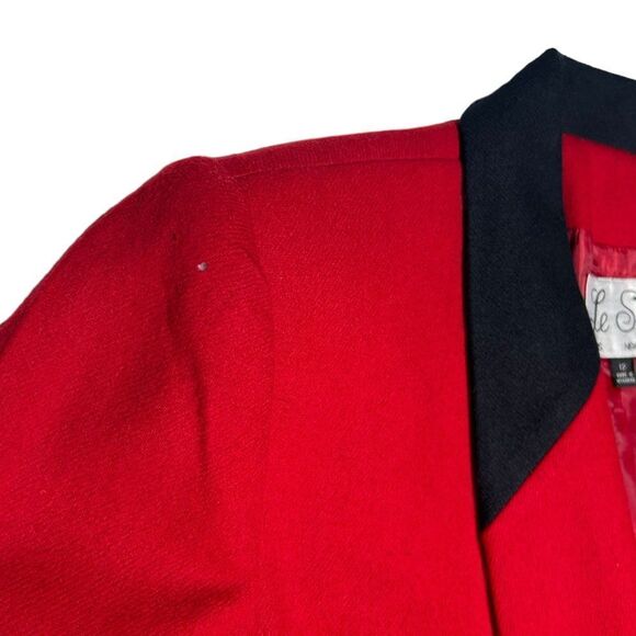 Le Suit Red Skirt Suit Set Matching Blazer Double Breasted Skirt with Pockets - Picture 3 of 16